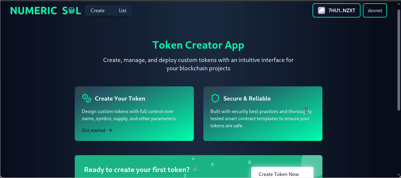 NumericSol - Solana Token Manager