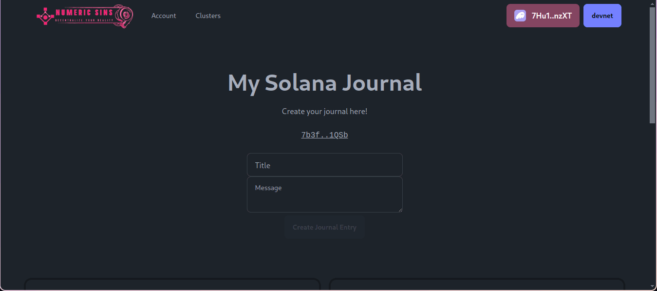 Solana Journal - Decentralized Journaling App